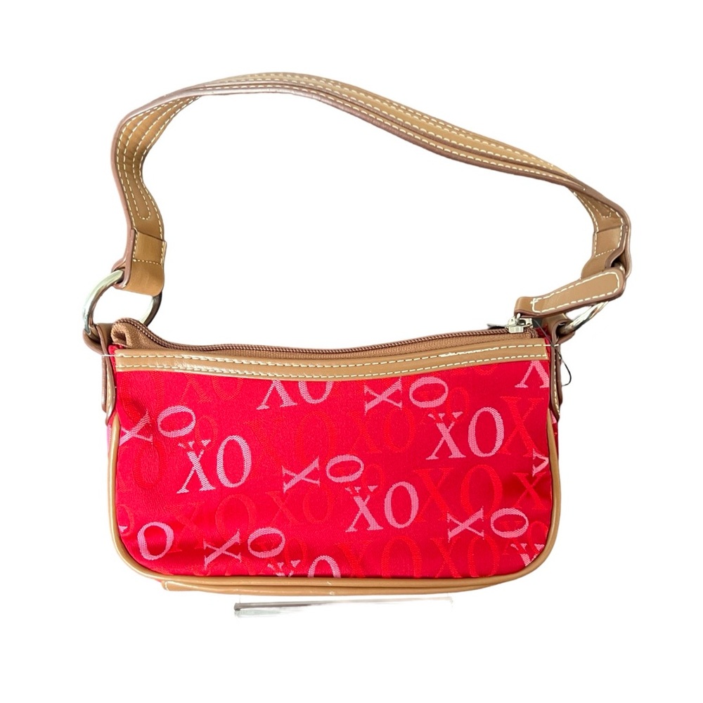 XOXO Vintage Y2K Red Canvas Logo Print Mini Purse w/ Brown Leather Trim - Picture 2 of 7